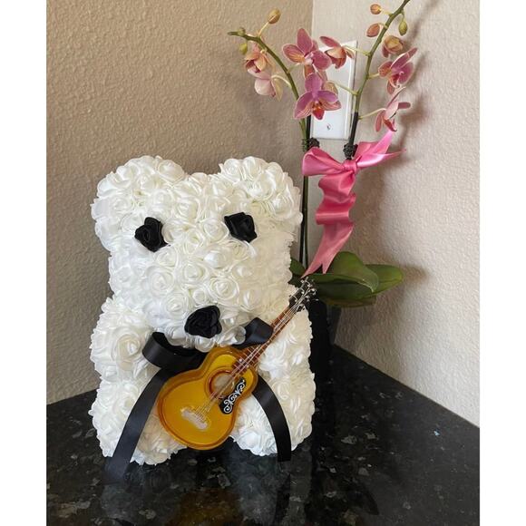 Handmade By Me Bear Playing Guitar Rose Bear
